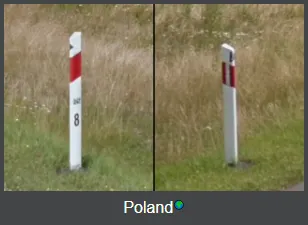 Screenshot of example Polish bollard on
geohints.com