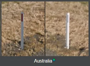 Screenshot of example Australian bollards on
geohints.com